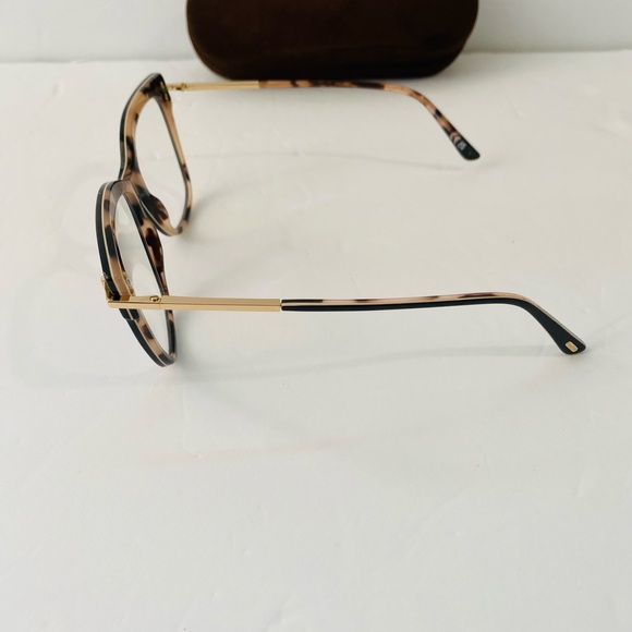 Tom Ford 5704 005 Shiny Black Gold / Blue Block Eyeglasses TF5704 005 54mm